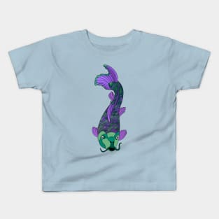 Green and Purple Koi Fish Kids T-Shirt